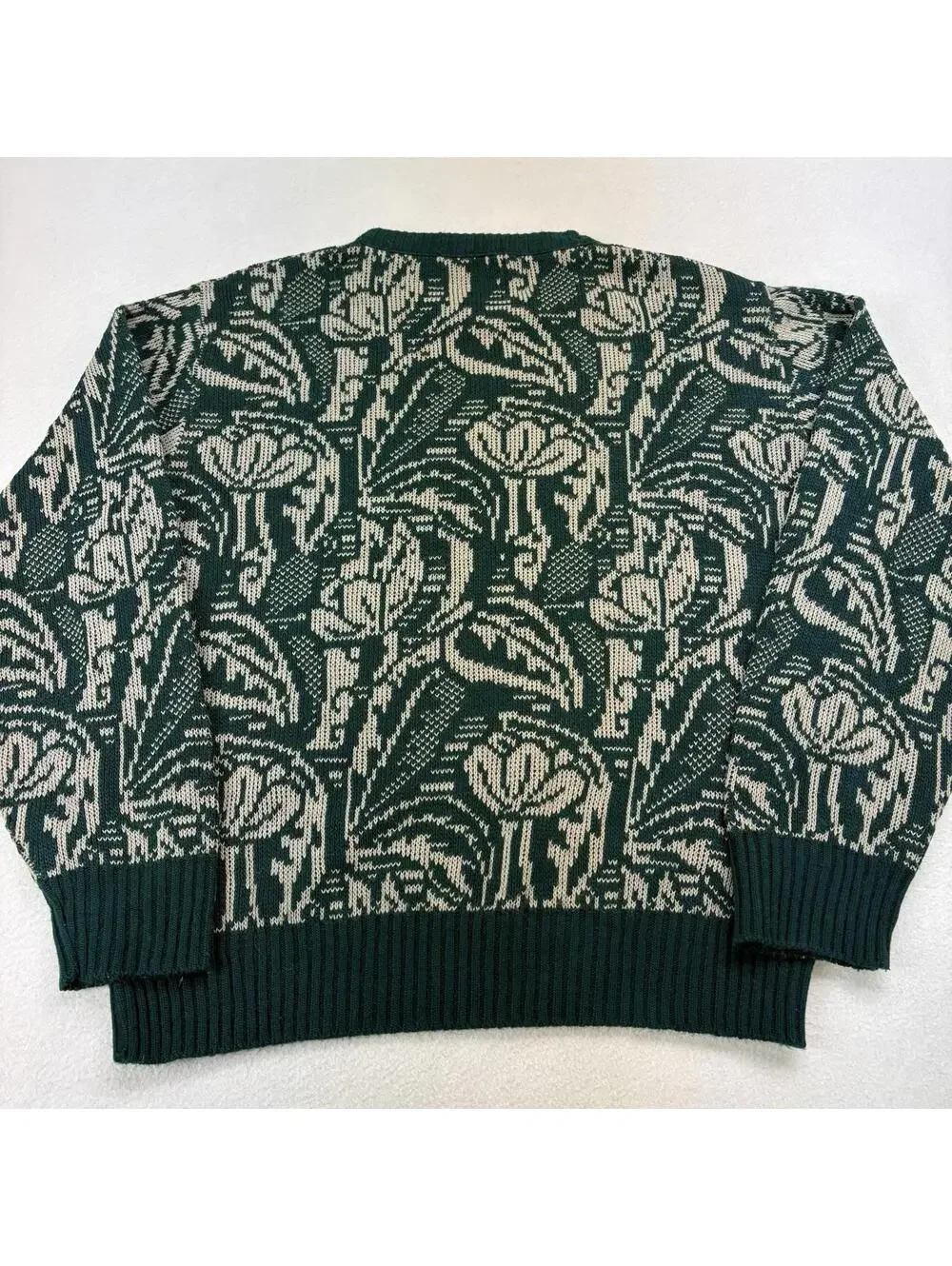 Vintage London Fog Floral Flower Pattern Sweater Green Size Medium - Picture 2 of 5